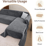 Sectional Couch Covers, 2 Pieces Washable L Shaped Couch Covers Sofa Blanket for Dogs Pet Friendly Sectional Sofa Slipcovers Furniture Covers,71"x 118"+ 71"x 118",(XX-Large,Dark Gray)