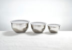 Le Creuset Set of 3 Nested Mixing Bowls w/Nonslip Silicone Base & Plastic Air Tight Lids