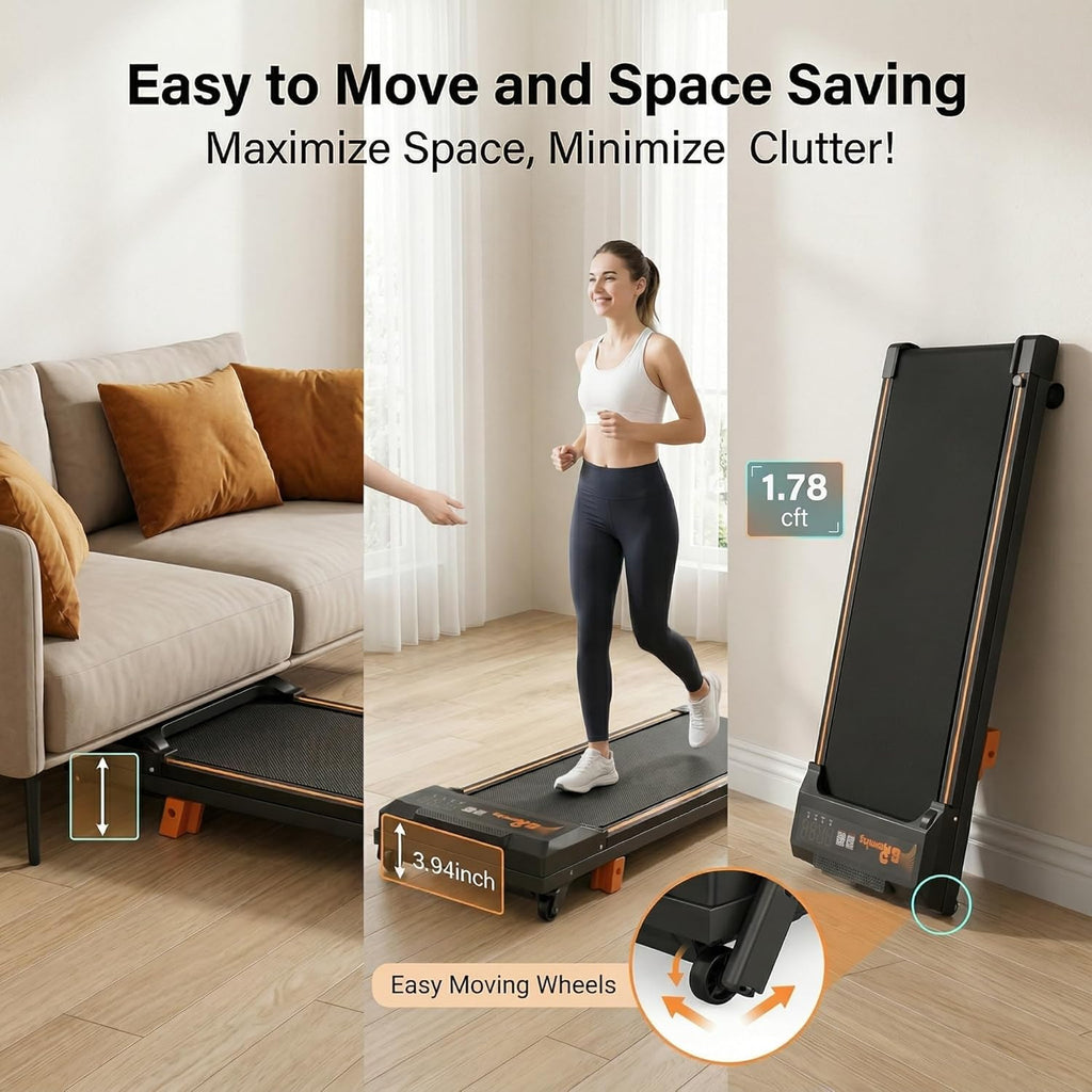 Walking Pad Treadmill with 8% Incline, 2.5HP Quiet Motor, 300 lbs Capacity, Under Desk Treadmill with Remote & LED Display, 0.5–4 MPH, Portable Treadmill for Home, Apartment & Office