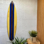 Zeckos Set of 2 Hand Carved Wooden Striped Surfboard Wall Decor Hangings - 39 Inches Long - Easy to Hang - Coastal Vibes, Bringing Beachside Serenity to Your Home