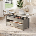 GarveeHome Coffee Table Lift Top, Convertible Coffee Table with Wooden Lift Tabletop, 2 Drawers and Hidden Compartment, Central Table with Storage for Living Room Home Office, Grey