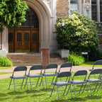 VINGLI 6 Pack Folding Chairs with Padded Seats, Metal Frame with Pu Leather Seat & Back, Capacity 350 lbs, Gray