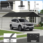 10 x 20 FT Carport Heavy Duty, Portable Garage Canopy Outdoor, Galvanized Car Canopy for Car Garage Shelter Tent Party Tent with Anchor Kit (Black)