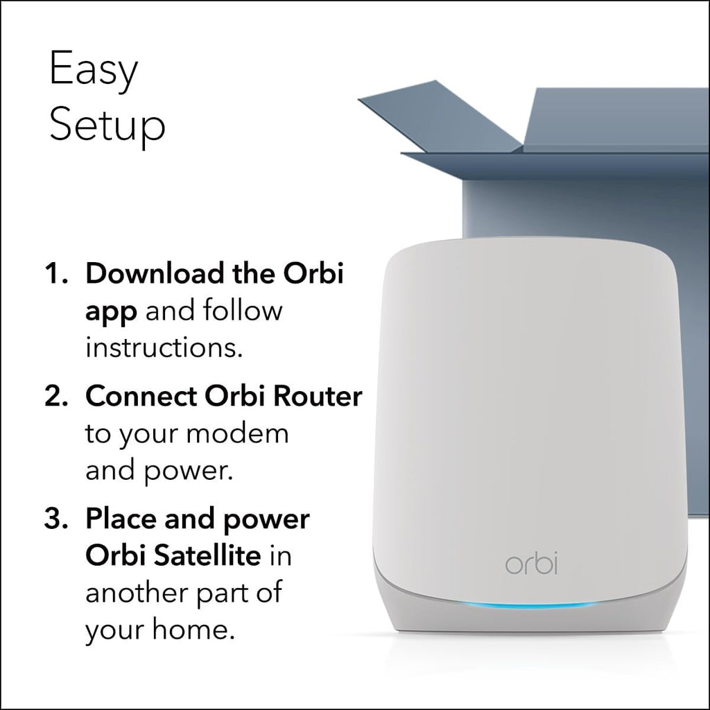 NETGEAR Orbi Whole Home Tri-Band WiFi 6 Mesh Network System (RBK753P) – Router with 2 Satellite Extenders – Security Features - Coverage up to 7 500 sq. ft.  75 Devices - AX5200 (Up to 5.2Gbps)
