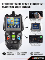MOTOPOWER 4 in 1 Code Reader Car Diagnostic Scan Tool Oil Maintenance Reset, Battery Test, Performance Test with Lifetime Update