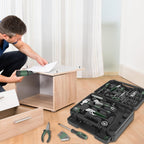 Prostormer Tool Set with 8V Cordless Drill, 369-Piece Home Tool Kit with Drill Driver, Toolbox Storage Case with Drawer, General Household Tools for Home Repairs and DIY, Handyman (Green)