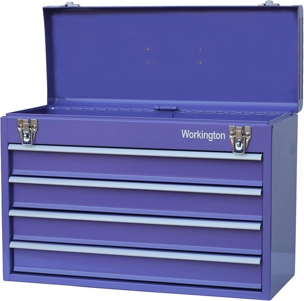 Workington Portable Metal Tool Chest with 4 Drawers, 20" 4-Drawer Tool Chest Cabinet with Ball Bearing Drawer Slides, Steel Tool Storage Box Organizer 4004 Purple