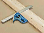 PEC Tools 2-Piece Combination Square - 12" Machinist Blade (4R) with Cast Iron Square Head, Features Level Vial & Scribe Tool, Measuring Tool Metal Working, Carpentry, Woodworking, More - Made in USA