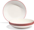 Made In Cookware - Set of 4 - Entrée Bowls - White With Red Rim - Porcelain - Crafted in England