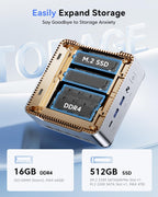 KAMRUI Pinova P2 Mini PC 16GB RAM 512GB SSD  AMD Ryzen 4300U(Beats 3500U/10110U/N150/N95 Up to 3.7 GHz)Mini Computers Triple 4K Display/HDMI+DP+Type-C/WiFi/BT for Home/Business Mini Desktop Computers