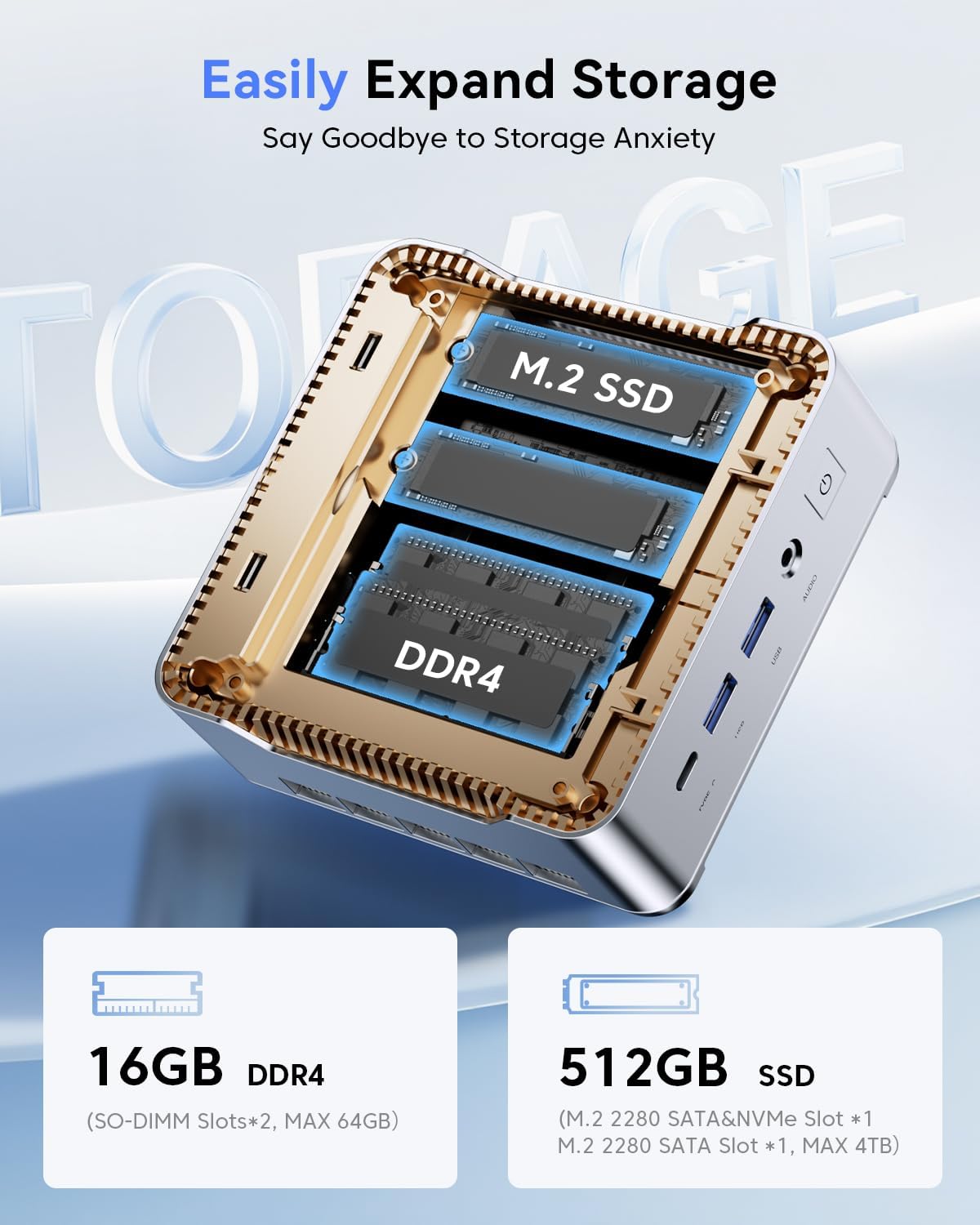 KAMRUI Pinova P2 Mini PC 16GB RAM 512GB SSD  AMD Ryzen 4300U(Beats 3500U/10110U/N150/N95 Up to 3.7 GHz)Mini Computers Triple 4K Display/HDMI+DP+Type-C/WiFi/BT for Home/Business Mini Desktop Computers
