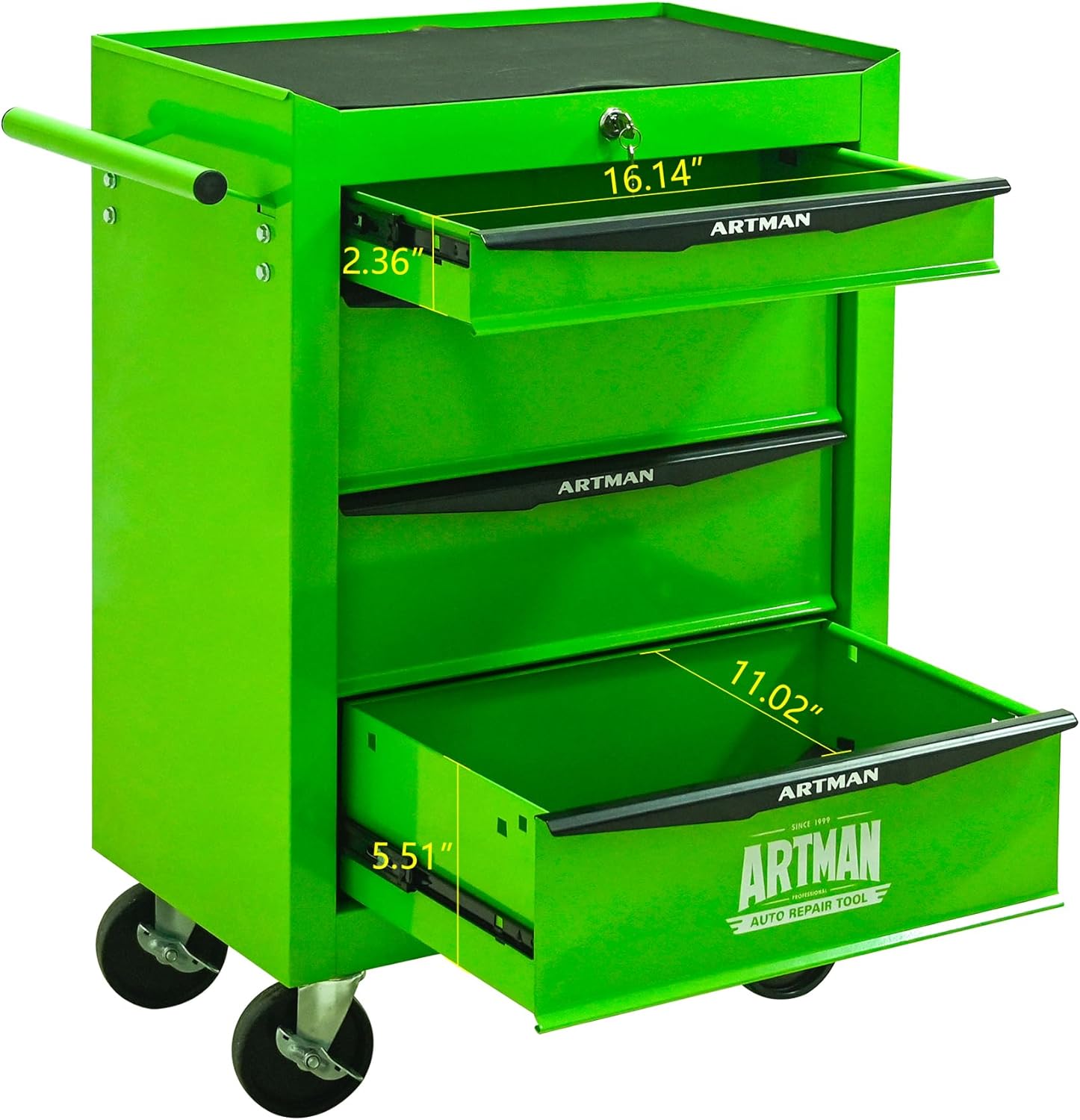 Rolling Metal Tool Chest with 4 Drawers, 20" 4-Drawer Tool Chest Cabinet with Ball Bearing Drawer Slides, Steel Tool Storage Box Organizer -Green