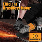 Cordless Angle Grinder Compatible with DeWalt 20V MAX Battery, 8000 RPM Brushless Motor, 3 PCS 4-1/2" Blades for Cutting, Griding, Polishing (Tool Only) (Yellow)