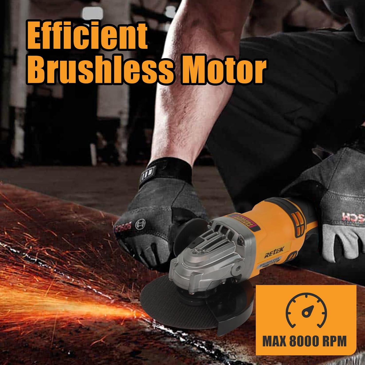 Cordless Angle Grinder Compatible with DeWalt 20V MAX Battery, 8000 RPM Brushless Motor, 3 PCS 4-1/2" Blades for Cutting, Griding, Polishing (Tool Only) (Yellow)