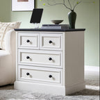 ACCOHOHO 26" W Nightstands Set of 2, Farmhouse End Table with 4 Drawers for Storage, Nightstand with Charging Station for Bedroom, Off White