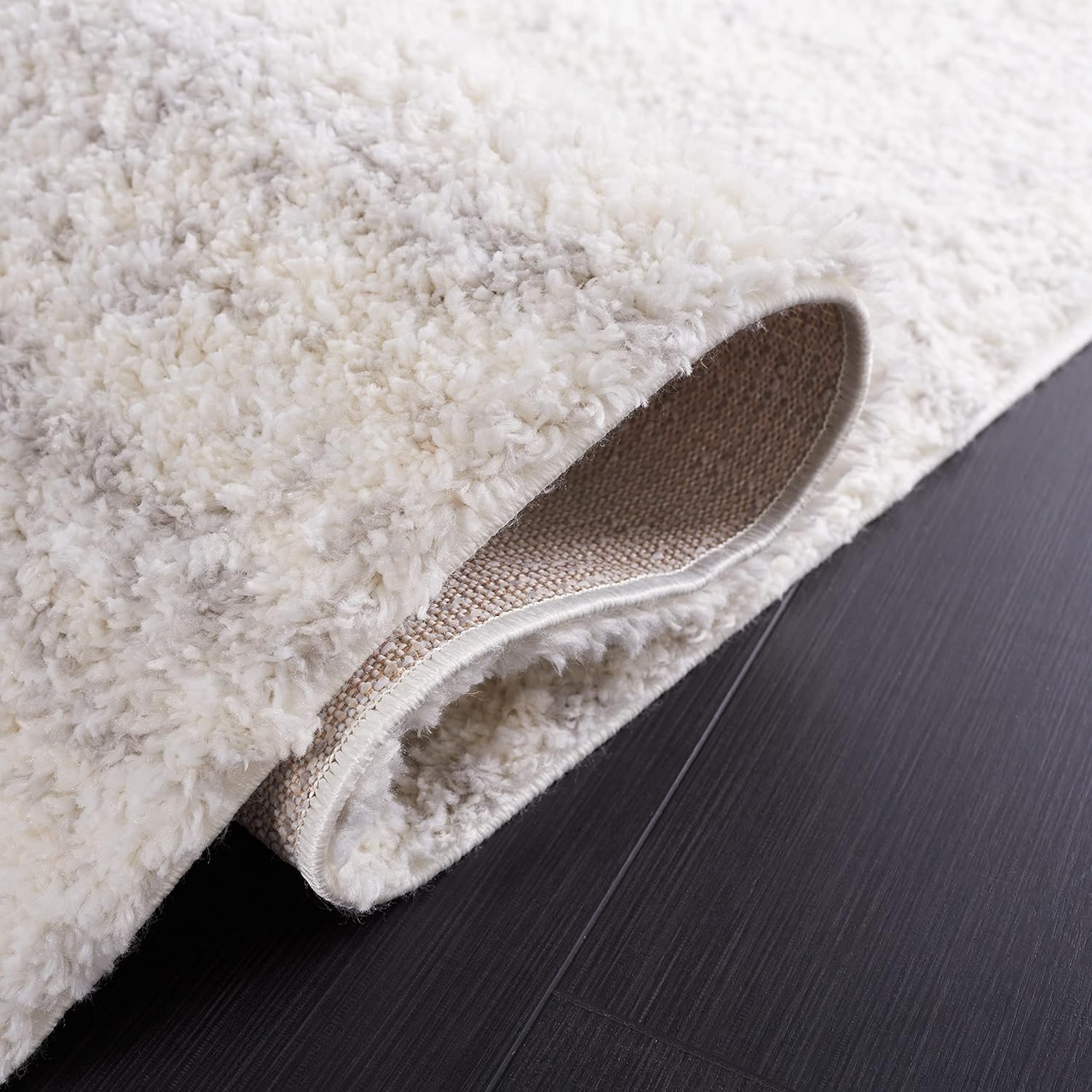 SAFAVIEH Berber Shag Collection Area Rug - 9' x 12', Ivory & Light Grey, 1.2-inch Thick Ideal for High Traffic Areas in Living Room, Bedroom (BER563F)