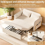 3-In-1 Convertible Sofa Bed with USB Ports, Pull Out Couch for Living Room Teddy Suede Fabric, Loveseat Sleeper Sofa with Side Pockets, 2 Pillows, Hide a Bed Couches for Small Spaces（US Fast Arrival）