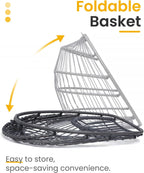 Hanging Egg Chair with Stand, Indoor Outdoor Wicker Patio Egg Swing Chair with Cushion for 350LBS Capacity, Hanging Hammock Chair for Bedroom, Garden, Porch - Dark Grey