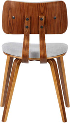 Armen Living Jaguar Mid Century Modern Dining Accent Chair for Kitchen Table Desk Vanity in Grey Fabric and Walnut Wood Finish
