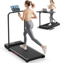 Walking Pad Treadmill for Home - Folding Treadmills with Handle Bar Portable Compact Fold up Indoor Foldable Handles Electric Walk Pads Small Spaces Mini Running Quiet Under Bed Office