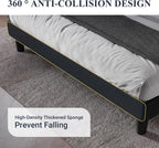 Allewie King Size Bed Frame with Button Tufted Wingback Headboard, Modern Upholstered Bed Frame with Solid Wooden Slats Support - No Box Spring Needed, Easy Assembly, Black