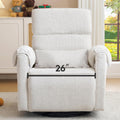 Oversized Power Recliner Chair, 26" Extra Wide Swivel Rocker Recliner with Adjustable Headrest, Chenille Glider Rocking Nursery Chair with Overstuffed Armrest, USB Ports, White