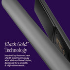 HOT TOOLS Pro Artist Black Gold Ionic 1 Inch Flat Iron - Use as Straightener for Sleek Straight Hair or Use Rounded Edges for Shiny Curls and Waves, Stylist-Preferred Styles
