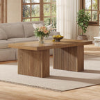 Tribesigns Farmhouse Coffee Table, 47.24 Inch Rectangle Center Table with Large Tabletop & Thick Base, Rustic Wooden Furniture for Living Room, Apartment, Reception Areas, Brown