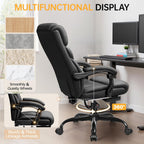 Office Chair, Executive Big and Tall Leather Desk Chairs with Footrest, Ergonomic Breathable Computer Chair with Adjustable High Back, Lumbar Support Swivel PC Chairs with Rocking Function