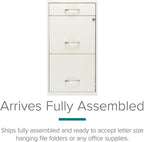 Scranton & Co 3-Drawer Metal Filing Cabinet, 27.32" H x 14.25" W x 18.00" D, Pearl White Finish, Locking Storage with Letter-Size File Drawers, Non-Porous Painted Steel for Home or Office