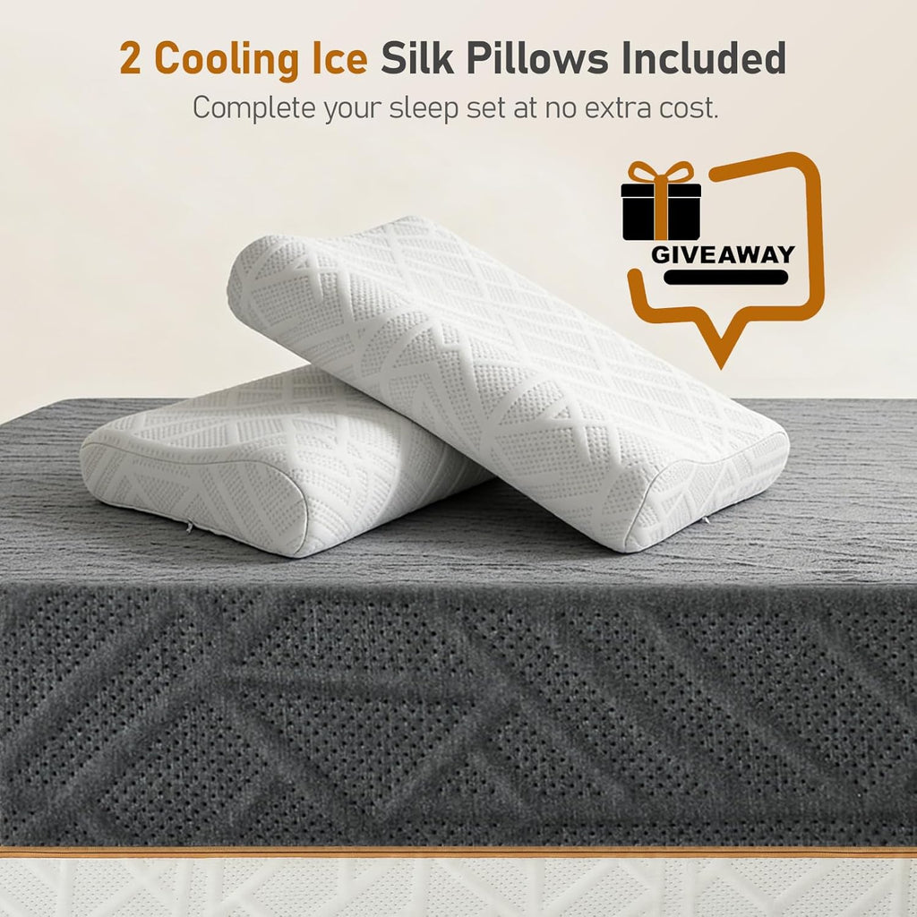 Extra Firm King Mattress 12-Inch: 2 Bonus Pillows, Extra & Medium Firm Dual Side Flippable, Back Pain Relief Dual Firmness Memory Foam, Removable Ice Silk Cool Cover, CertiPUR-US Certified, 80x76