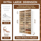 ANTBOX Foldable Shoe Rack Cabinet with Clear Doors, Extra Large Shoe Organizer for Entryway & Closet, Portable Dust-Free Storage Shelf Holds 40 Pairs (X-Large 40 Pairs)