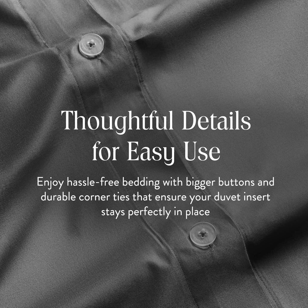 Brooklinen Luxury Sateen Duvet Cover - 100% Cotton, King/California King Size in Slate Grey with Extra-Long Corner Ties and Button Closure - Best King/Cali King Duvet Covers