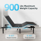 Queen Adjustable Bed Base Frame, Massage & Wireless Remote, Dual USB Ports,Ergonomic Upholstered Bed Frame, Lift Motor, Under Bed Lighting, Independent Head and Foot Tilt