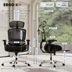FLEXISPOT ErgoX-PRO Ergonomic Office Chair with Footrest Black – Cloudtech Cushion, 5D Lumbar, 7D Armrests, 4D Headrest, 551LBS Capacity – Office, Gaming, Home