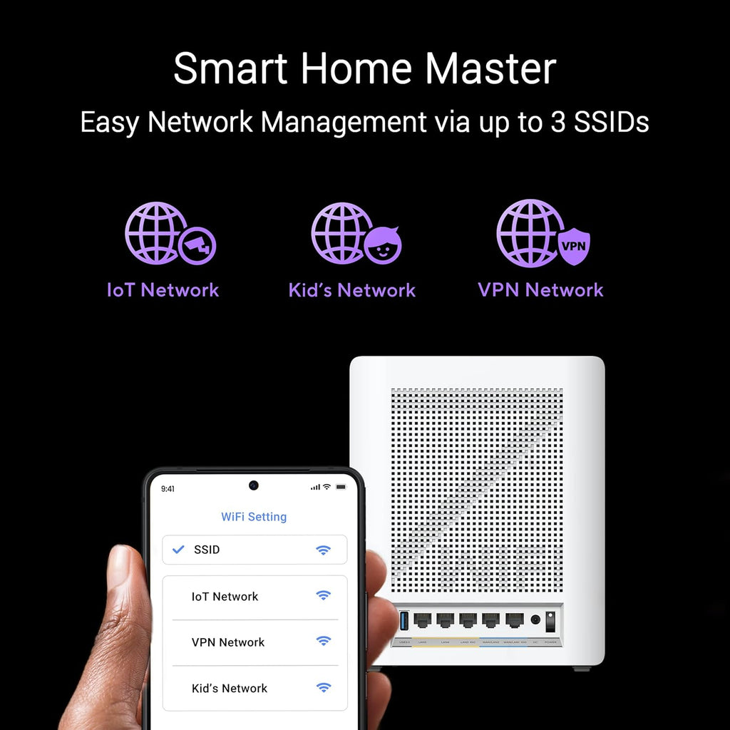 ASUS ZenWiFi BQ16 Pro Quad-Band WiFi 7 Mesh Router (2 Pack)  up to 8000 sqft  2X 10G Ports Each  Smart Home Master with Multi-SSID  VPN & Parental Controls  Subscription-Free Security  AiMesh