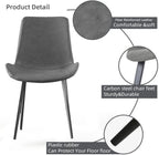 Dining Chairs Set of 4, Modern Dining & Kitchen Room Chairs, Upholstered Faux Leather Cushion Seat and Sturdy Metal Legs (4 Grey Chairs)