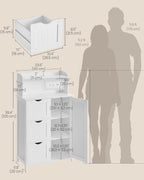 VASAGLE 39.4-Inch Tall Storage Cabinet with Power Strip, Floor Cabinet with Drawers and Door, 2 Adjustable Shelves, Freestanding, for Bathroom, Kitchen, Living Room, Cloud White UBBC775WH01S