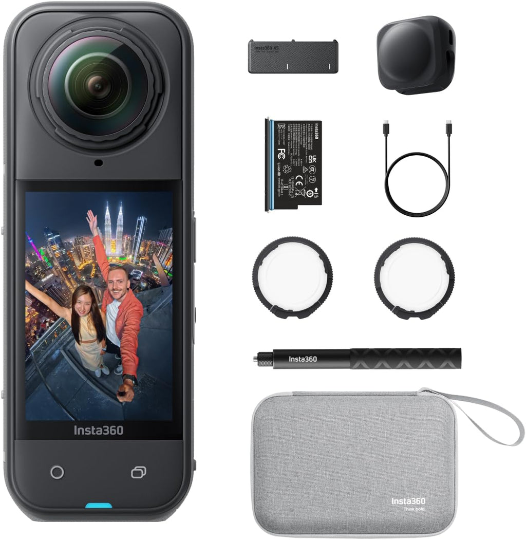 Insta360 X5 Essentials Bundle - Waterproof 8K 360° Action Camera  Leading Low Light  Invisible Selfie Stick Effect  Rugged and Replaceable Lens  3-Hour Battery  Built-in Wind Guard  Stabilization