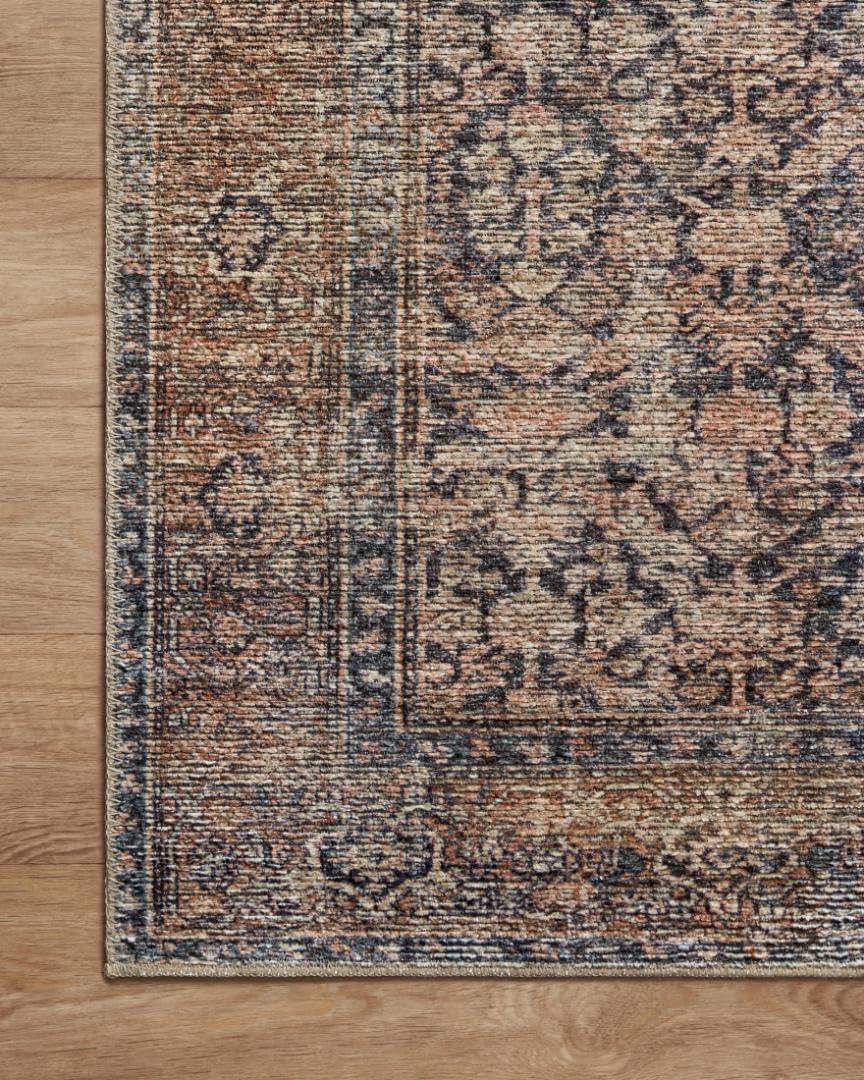 Loloi Amber Lewis Billie Collection, Ink & Salmon 7'-6" x 9'-6" Area Rug – Antique & Distressed Accent Rugs for Living Room, Bedroom, Entryway & Hallway, No Shed High Traffic Area Home Decor Rug