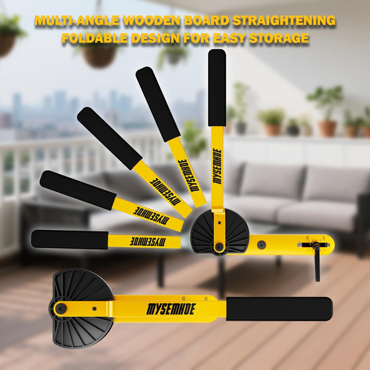 Deck Board Straightener Tool - Heavy Duty Straightener Tool, Quick Install & Foldable Design to Correct Gaps & Misalignment in Seconds, Upgraded