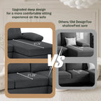 111" Sectional Couch for Living Room, Modern Polyester Fibre U Shaped Sofa Couches with Double Chaise, Upholstered 4 Seater Sofa for Living Room, Apartment, Office, Dark Grey
