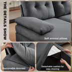 111" Sectional Couch for Living Room, Modern Polyester Fibre U Shaped Sofa Couches with Double Chaise, Upholstered 4 Seater Sofa for Living Room, Apartment, Office, Dark Grey