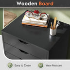 DEVAISE 7-Drawer Office Cabinets, Wood Storage Drawer File Cabinet with Wheels, Black