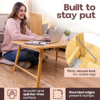 TelTopia Compact Folding Coffee Table – Foldable Collapsible Bamboo Table for Small Living Rooms, Apartments & Dorms – Portable with Removable Shelf & Bag