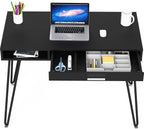 SHW Home Office Computer Hairpin Leg Desk with Drawer, Black
