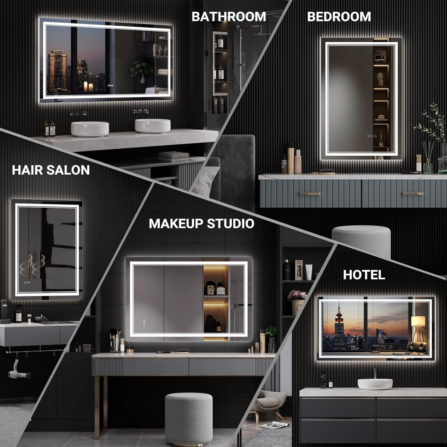 New LED Bathroom Mirror 72x36 Inch with Front and Backlit, CRI 90+, 3 Colors & Stepless Dimmable Lighted Bathroom Mirror, Anti-Fog, Memory, Top-Grade Tempered Glass, Rotatable