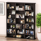 Prepac Barrister 3 Column Tall Storage Cabinet, Black Storage Cabinet with 27 Adjustable Shelves Display DVD for Living Room, 9.5" D x 57" W x 63.75" H