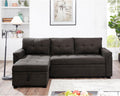 Multifunctional Sectional Sofa with Pull-Out Sleeper Bed & Hidden Storage – Reversible Chaise Espresso,Velvet – Space-Saving, Durable, Stylish & Easy DIY Assembly for Apartments & Small Homes
