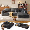 108.2" Modular Sectional Sofa with Deep Seat, Boneless L Shaped Corduroy Couch Modern Comfort, Cloud Couch Oversized for Living Room No Assembly (Right Facing Chaise,Gray)